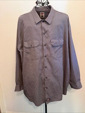 ⛽️⛽️⛽️BOGOHO⛽️⛽️⛽️Dickies Men's Gray Button-Up Work Shirt-3XL
